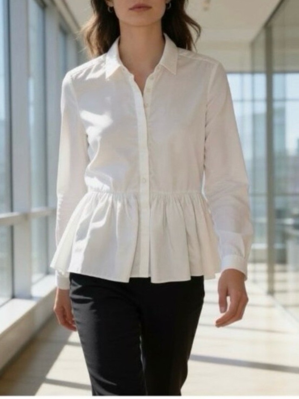 NWT Tuckernuck White Peplum Button-Down Shirt
